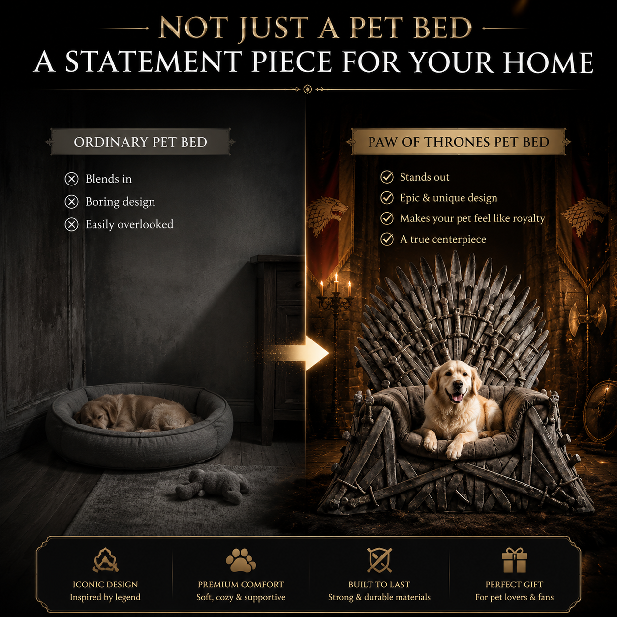 👑Luxury Pet Throne Bed Chair For Dogs Cats – Fantasy Royal Style Pet Furniture