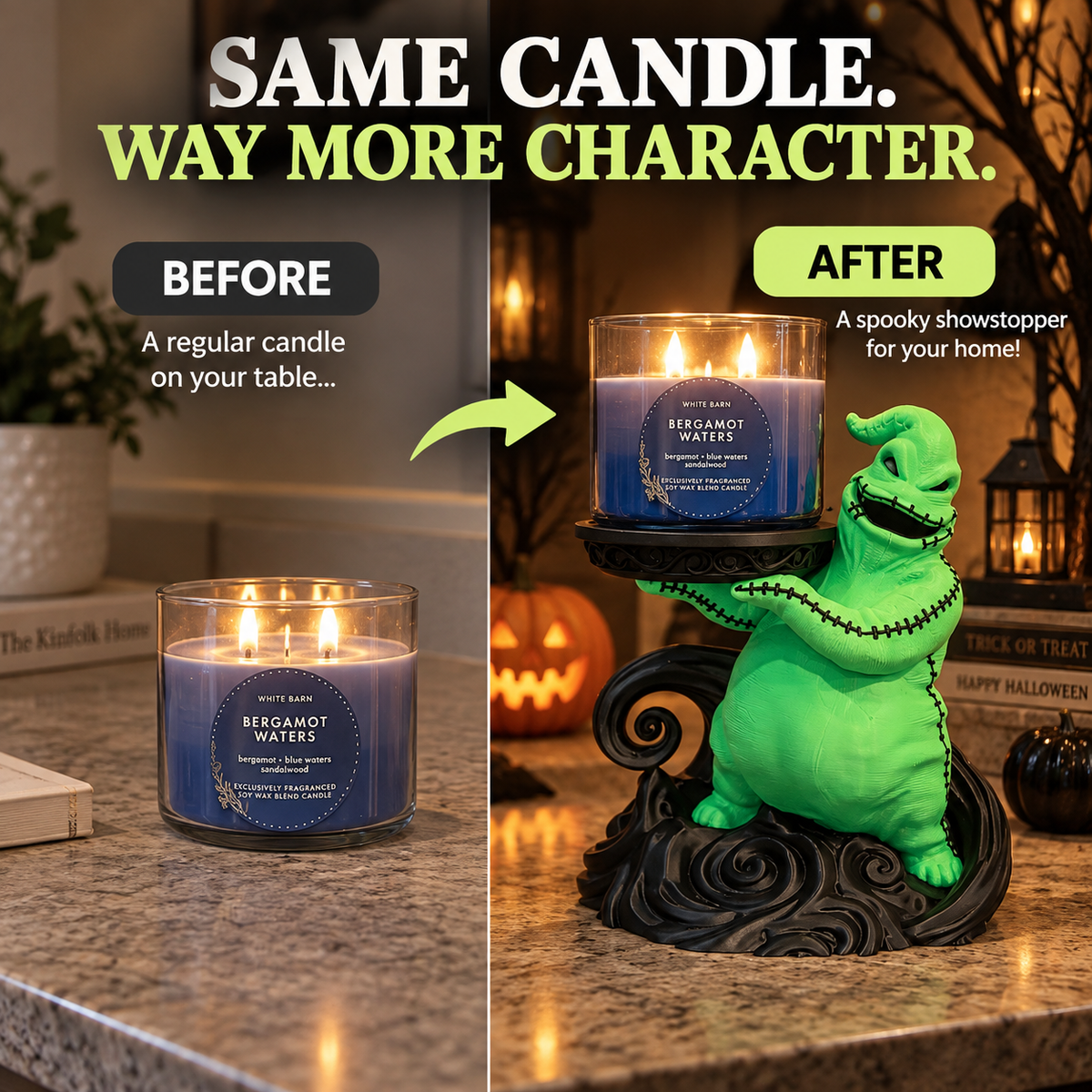 🎃 HOT SALE | Spooky Monster Candle Holder – Halloween Jar Candle Stand with Gothic Sculpted Base for Tabletop Decor