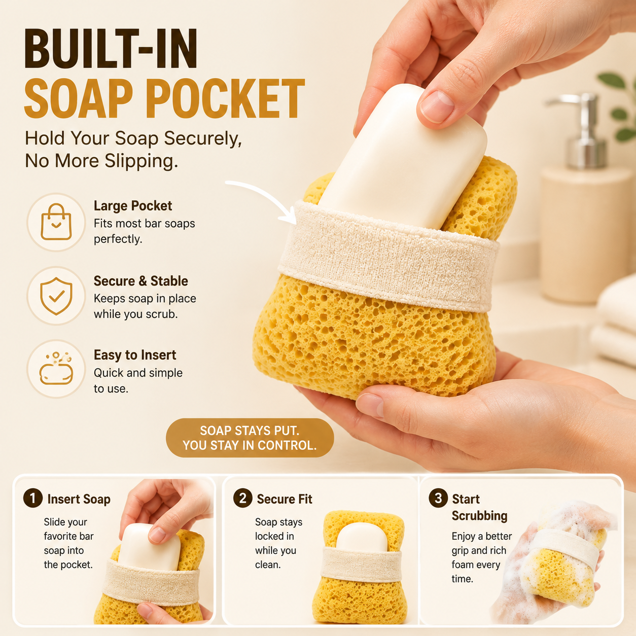 🔥 Limited Time Deal: Soft Soap Pocket Sponge – The Easy Way To Create More Shower Foam