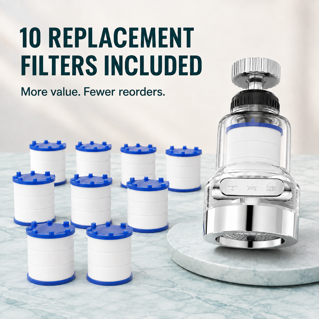 🚿 3-Mode 360° Rotating Faucet Filter Sprayer – 10 Filters Included
