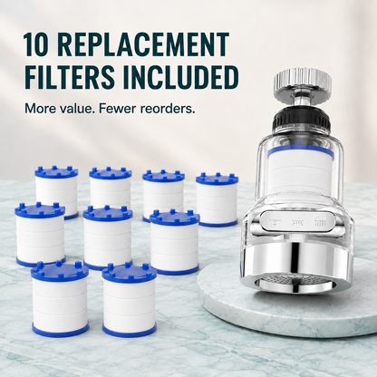 🚿 3-Mode 360° Rotating Faucet Filter Sprayer – 10 Filters Included