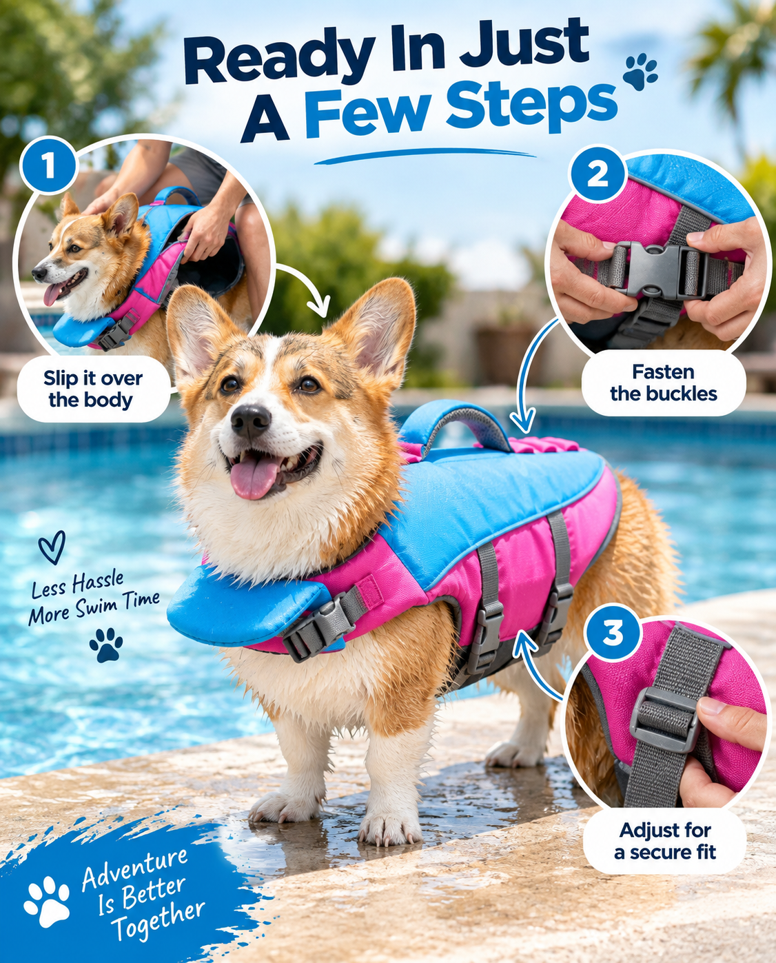Dog Life Vest – Adjustable Flotation Support for Swimming & Boating