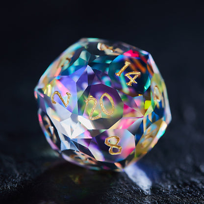 Fantasy Glass Dice Set for DND | 7-Piece Polyhedral RPG Dice