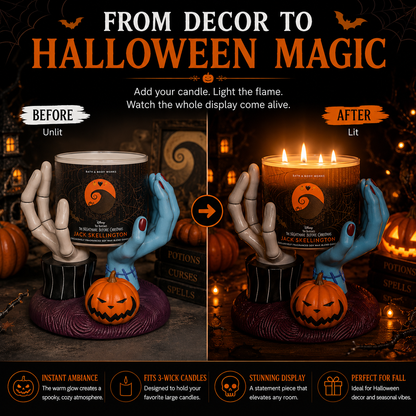 🎃 Spooky Hand Candle Holder – Gothic Halloween Pumpkin Display