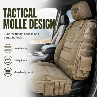 🎒 TRUCK SEAT ORGANIZER COVER | Tactical-Style Seat Protection with Utility Pockets, Webbing & Gear Storage