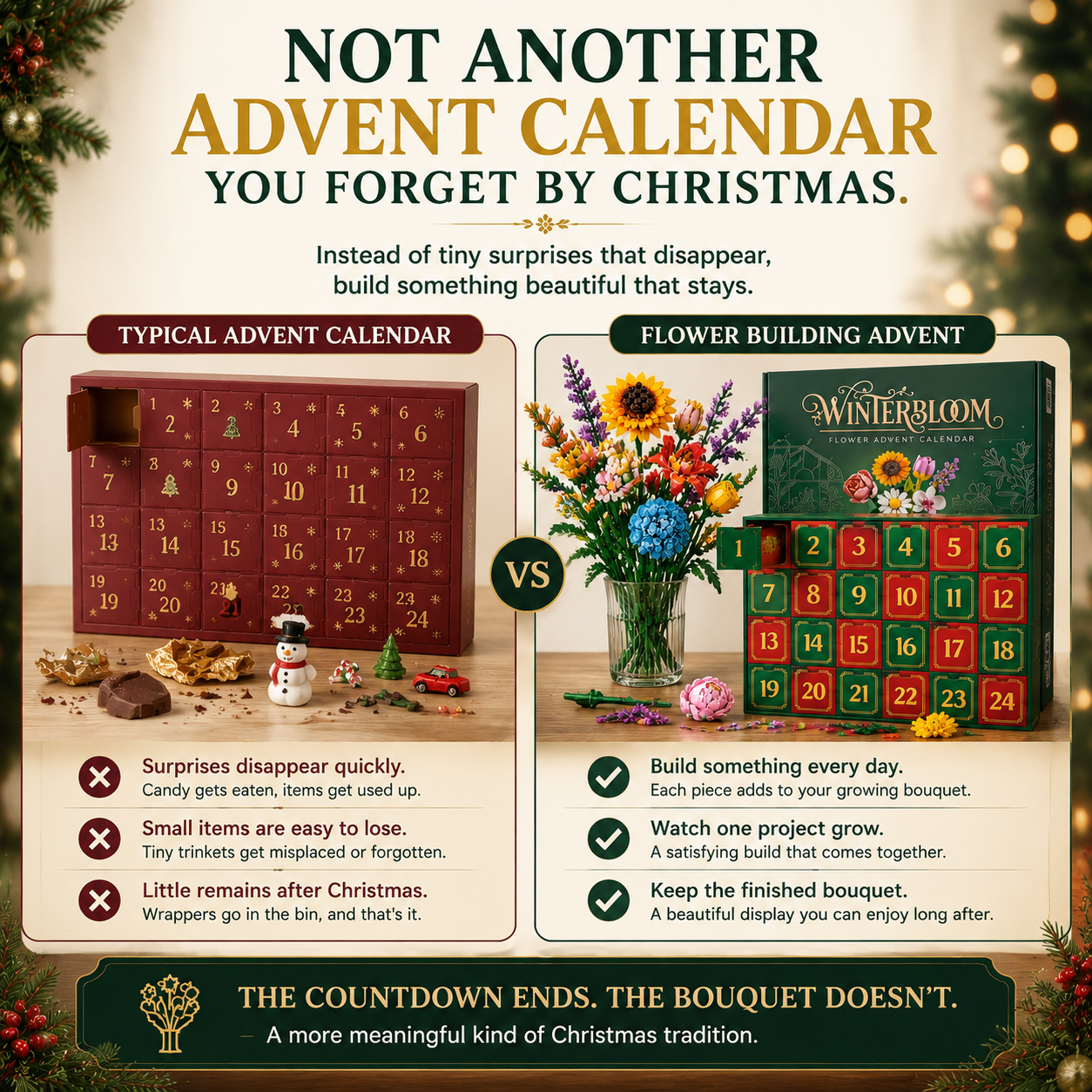 🎄 LIMITED CHRISTMAS DEAL | 24-Day Flower Advent Calendar – One Daily Build, One Finished Bouquet