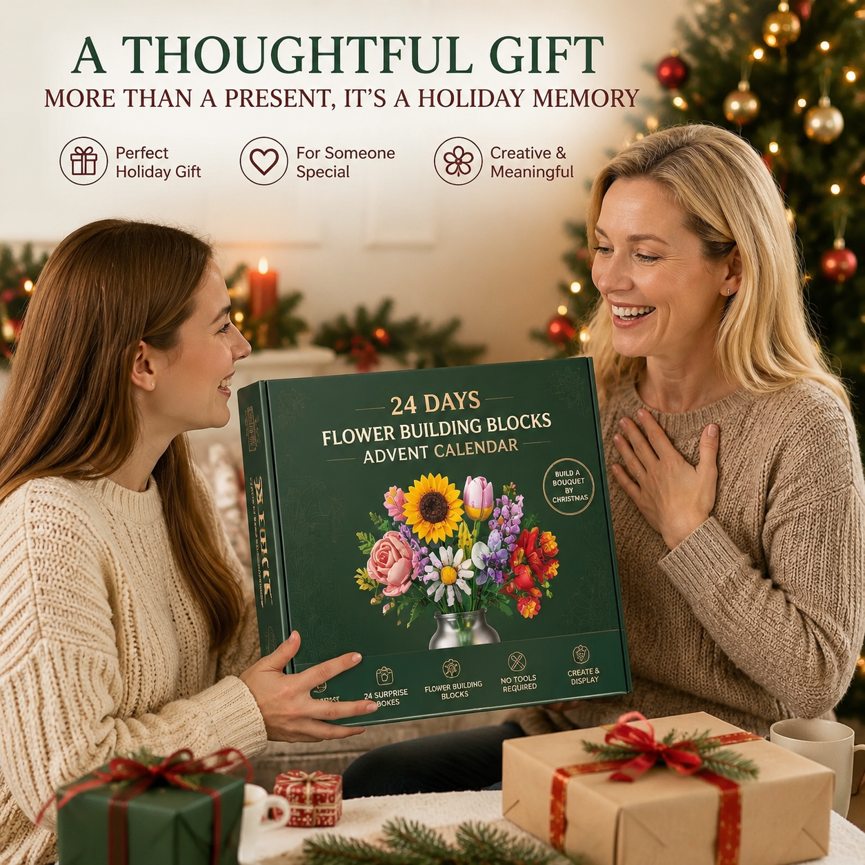 🌸 CHRISTMAS FAVORITE | Flower Building Blocks Advent Calendar – 24 Daily Surprises That Become a Decorative Bouquet