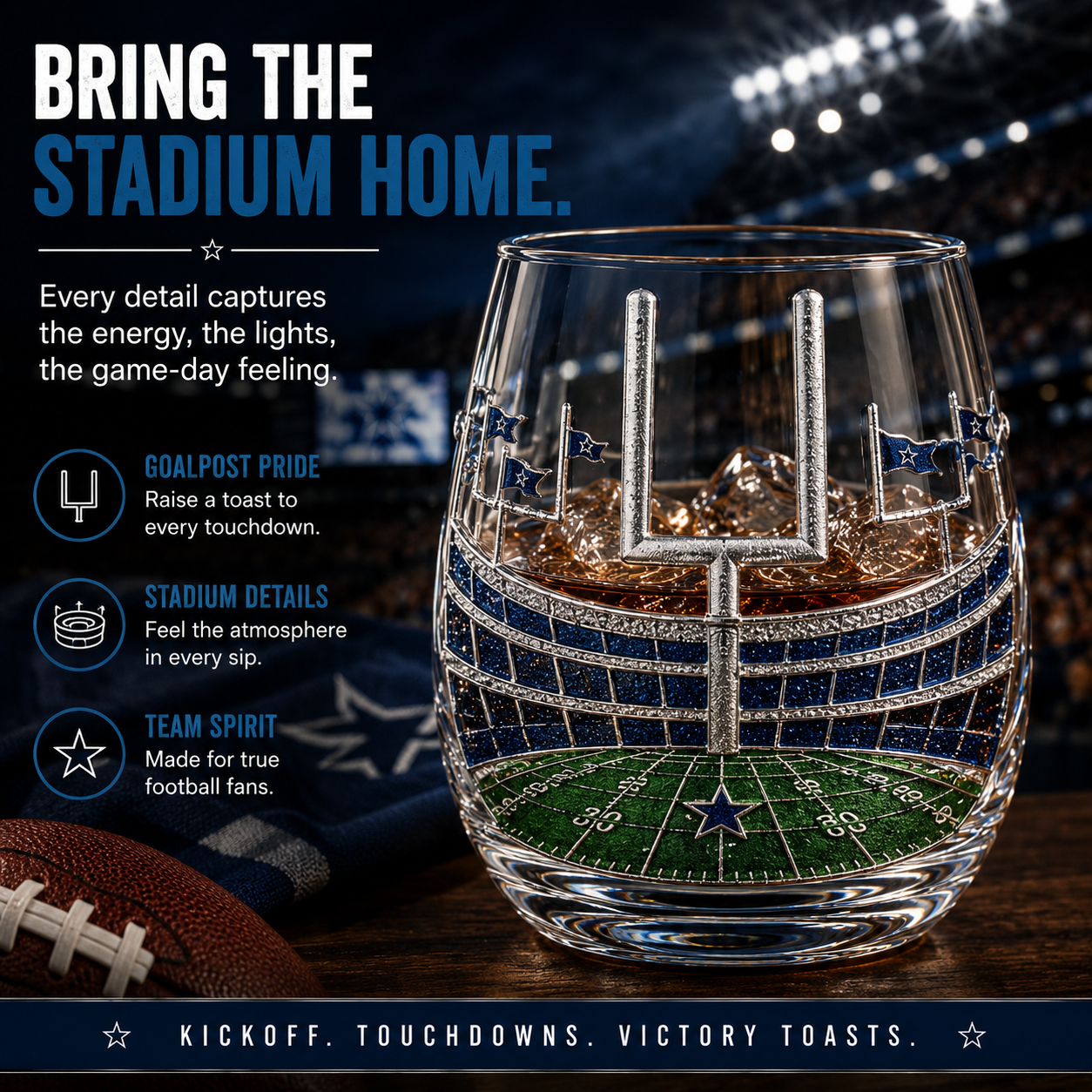 🏈 GAME DAY FAVORITE | Football Drinking Glass – Statement Drinkware for Watch Parties & Victory Toasts