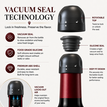 🎁 EVERYDAY WINE ESSENTIAL | Compact Reusable Bottle Stopper for Dinner, Date Night & Entertaining