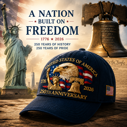 🇺🇸 ☀️ 250 Years of American Freedom Cap – Vintage Commemorative Patriotic Hat