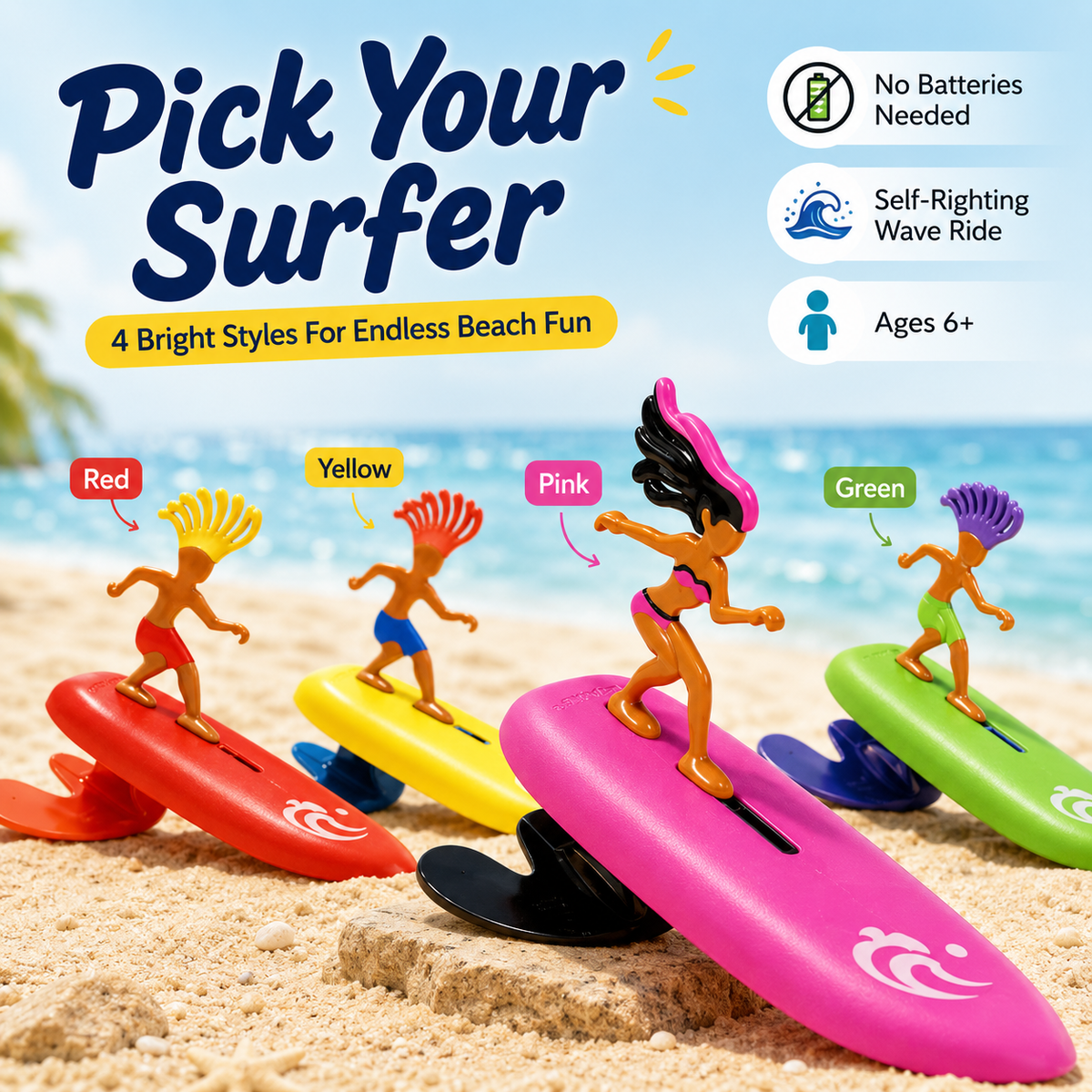 🏄 BEACH FAVORITE | Mini Surfing Toy – Toss It Into The Waves & Watch It Ride Back Toward Shore