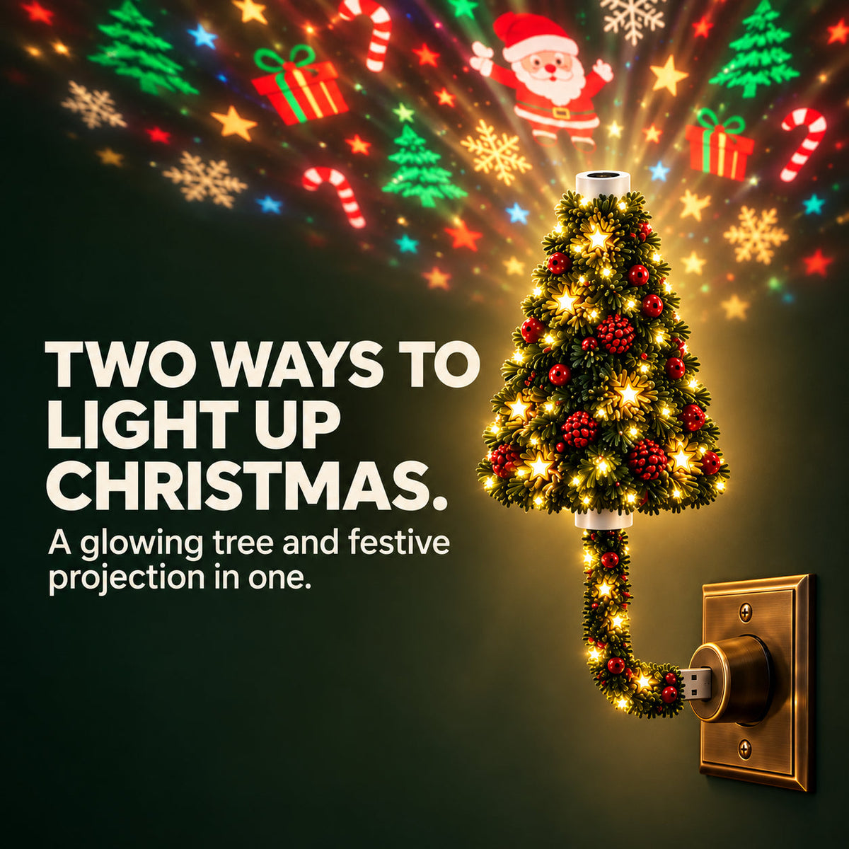 🎄Instant Holiday Room Decor- Plug-In Christmas Tree Projection Night Light