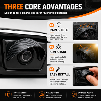🚗 Car Backup Camera Rain Shield – Waterproof Rear View Camera Visor Cover, Anti-Rain & Sun Shade Protector (4PCS)