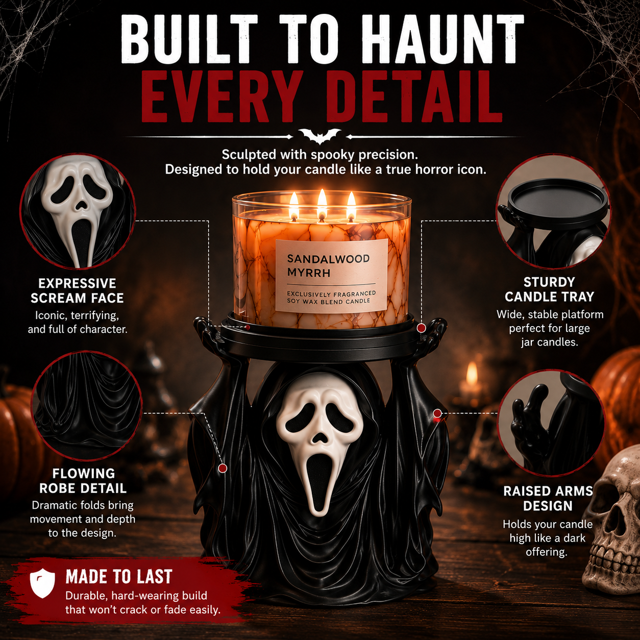🖤 GIFT DEAL | Halloween Ghost Candle Holder – Unique Horror Gift for Candle Lovers & Spooky Decor Fans