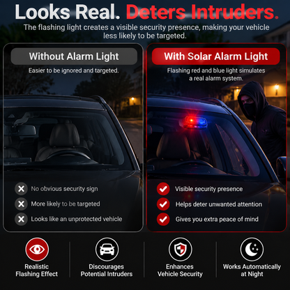 🔥 50% OFF TODAY | Solar Powered Car Alarm Light - Wireless LED Vehicle Security Indicator