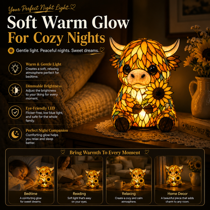 Highland Cow Night Light | Handmade Farmhouse LED Gift Lamp