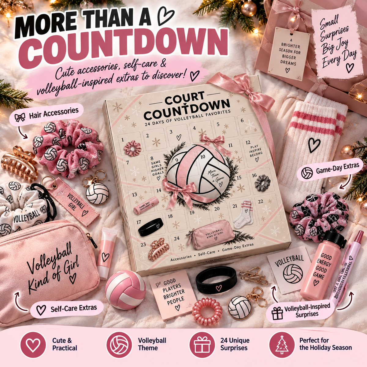 🏐 Volleyball Advent Calendar – 24-Day Christmas Countdown Gift for Girls, Players & Teammates