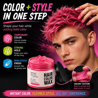 🌈 Temporary Hair Color Styling Wax | Washable Color & Strong Hold for Parties, Festivals and Cosplay