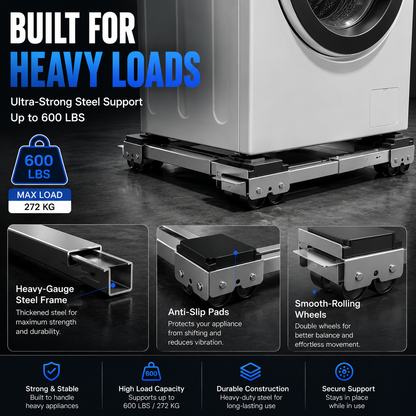 💪 600LB Heavy Duty Appliance Roller Base   – 2pack Adjustable Dolly For Washer & Dryer