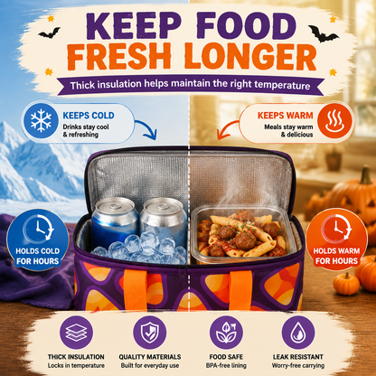 🎃 Limited 2026 Halloween Insulated Cooler Bag – New Seasonal Design, 1.5 Gallon Snack Tote For Parties & Outdoor Fun