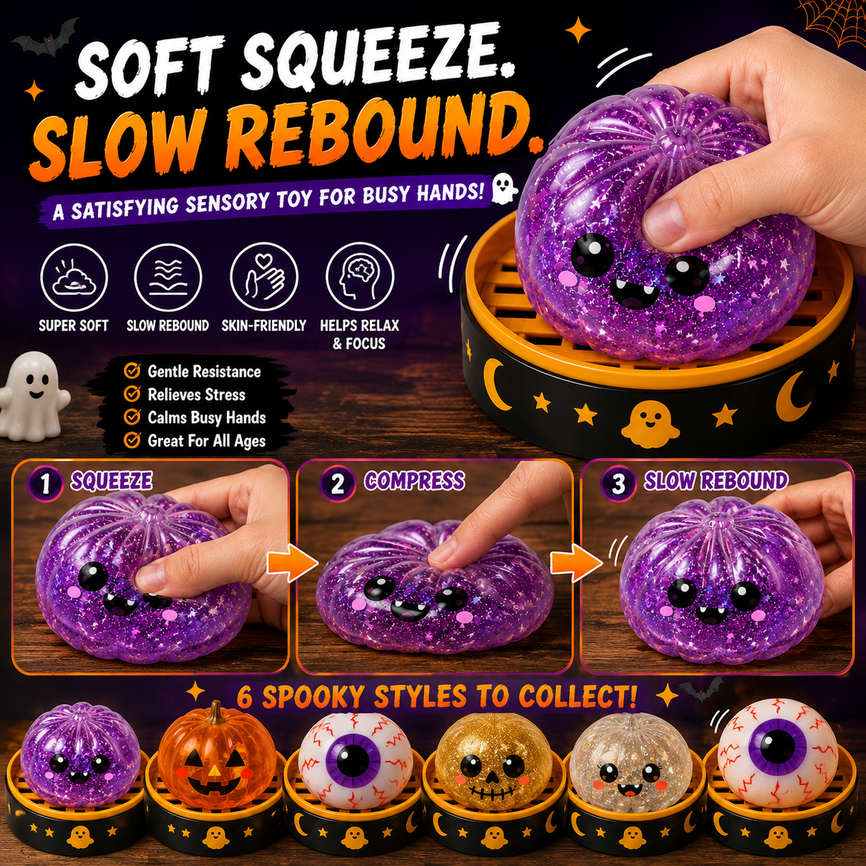 Halloween Mystery Dumpling Squishy Toy | Ghost Edition Surprise Capsule