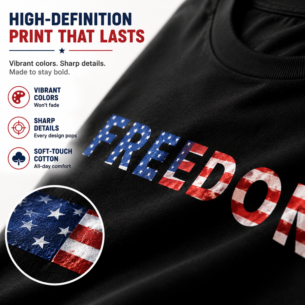 🇺🇸 Freedom Patriotic T-Shirt – Classic American Flag Cotton Tee for Men & Women