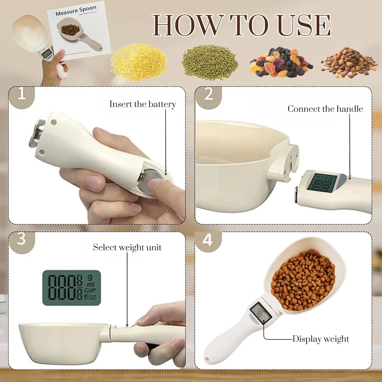 🥄 HOT SALE | Electronic Weighing Spoon Scale – 800g/0.1g Digital Measuring Spoon with LCD Screen for Kitchen & Pet Food