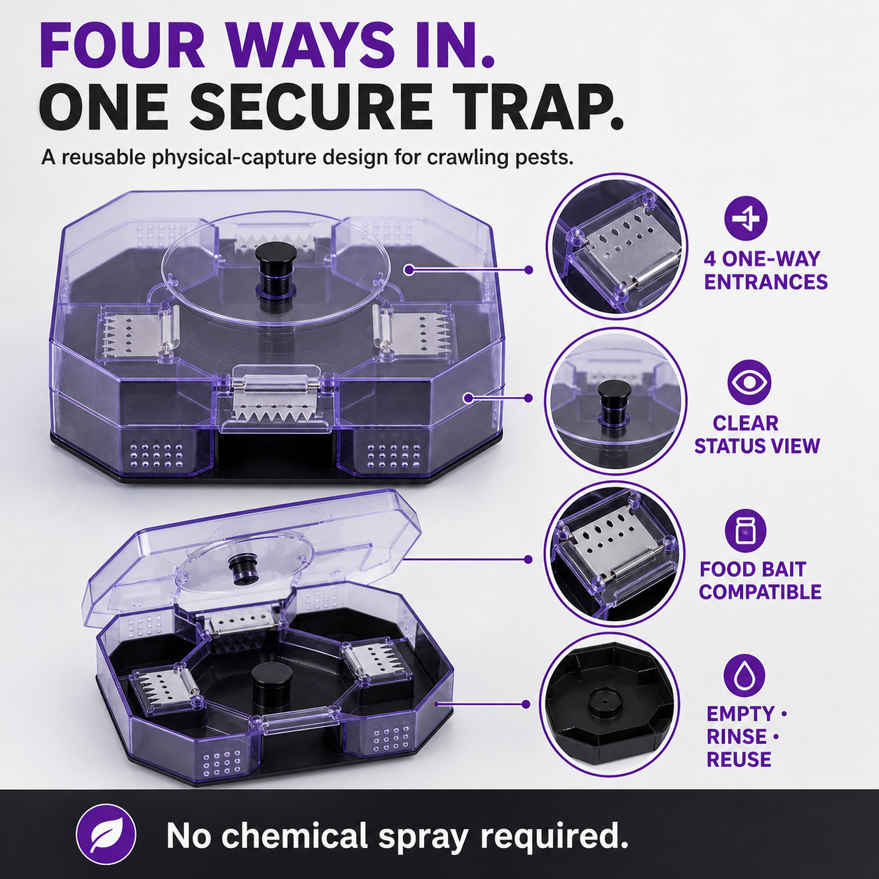 🪳 50% OFF Reusable Roach Trap – Catch Crawling Pests Without Spraying