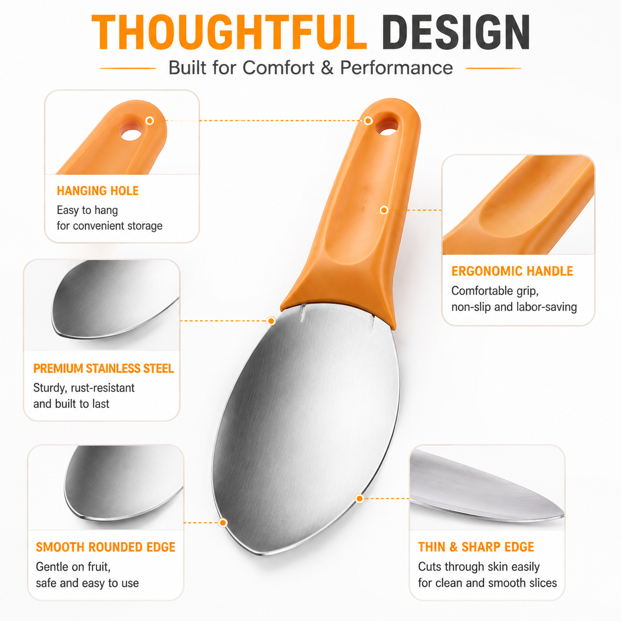 🥭 3-in-1 Fruit Cutter & Scoop Tool – Easy Mango Slicer, Fruit Separator & Serving Spoon for Quick Fruit Preparation