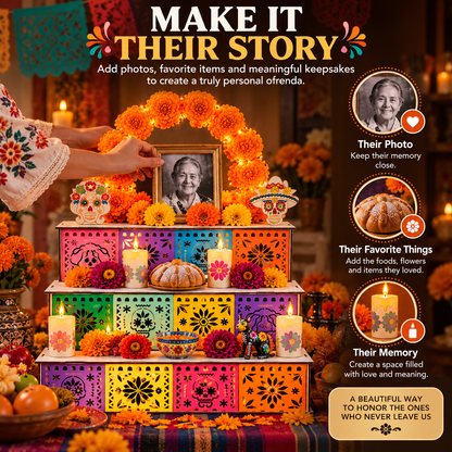 🔥Last Day 49% OFF - 🎃🏵️Day of the Dead Wooden Altar Display Set | 💕Death is not the end of life, forgetting is(📦Buy 2 Free Shipping)