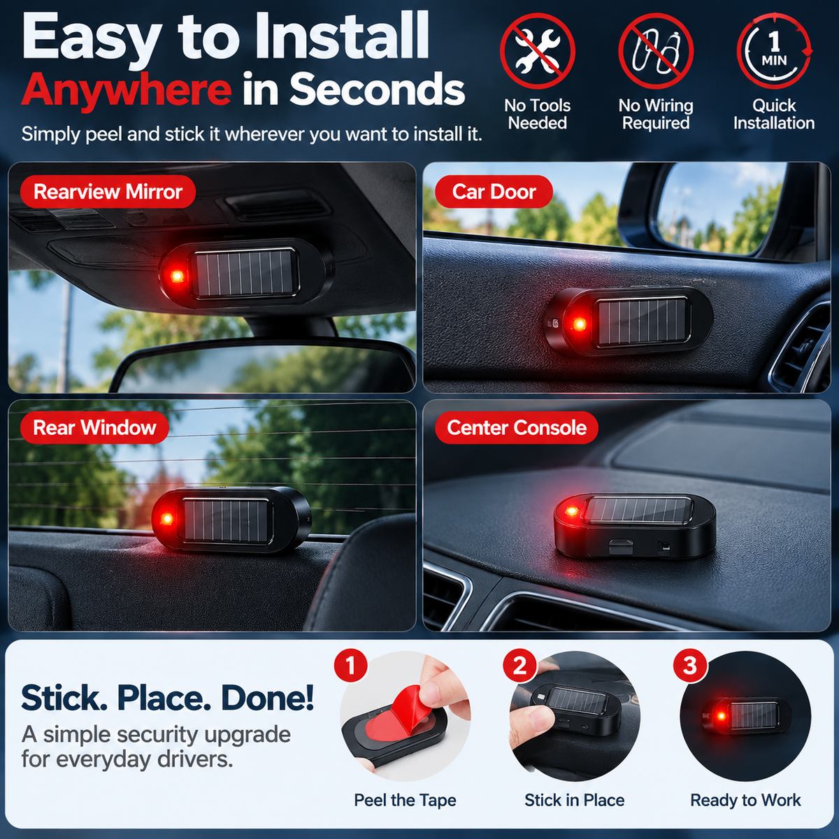 🔥 50% OFF TODAY | Solar Powered Car Alarm Light - Wireless LED Vehicle Security Indicator