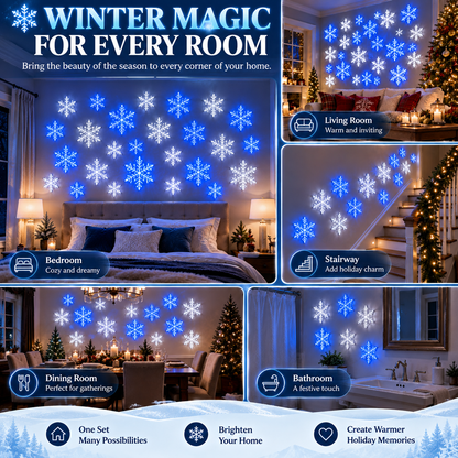 💙 WINTER WONDERLAND FAVORITE | Blue & White LED Snowflake Lights – Christmas Wall Decor for Living Rooms & Bedrooms