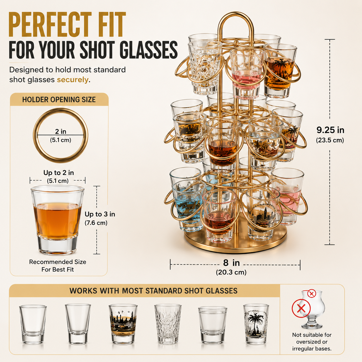 🎉 PARTY FAVORITE | Rotating Shot Glass Display Tower – 3-Tier 360° Holder for Home Bar & Entertaining