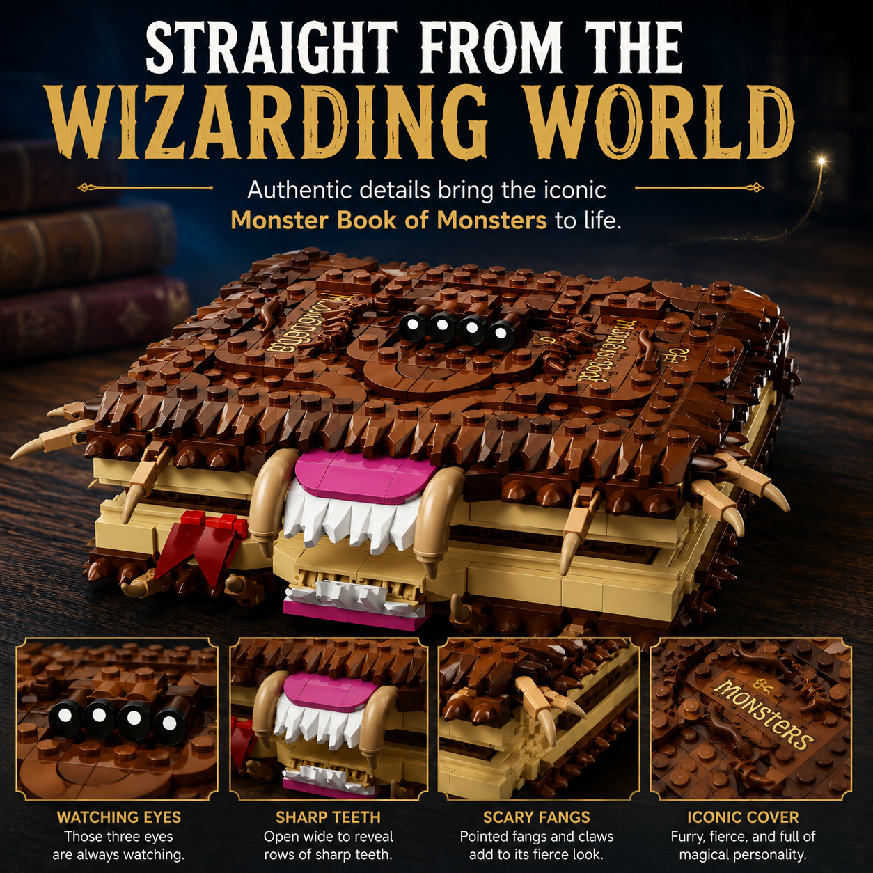 🧱 SPECIAL OFFER | 518-Piece Monster Book Building Set – Creative Challenge with Pull-Back Action