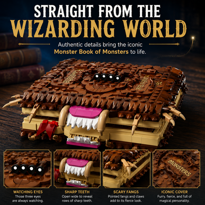 🧱 SPECIAL OFFER | 518-Piece Monster Book Building Set – Creative Challenge with Pull-Back Action