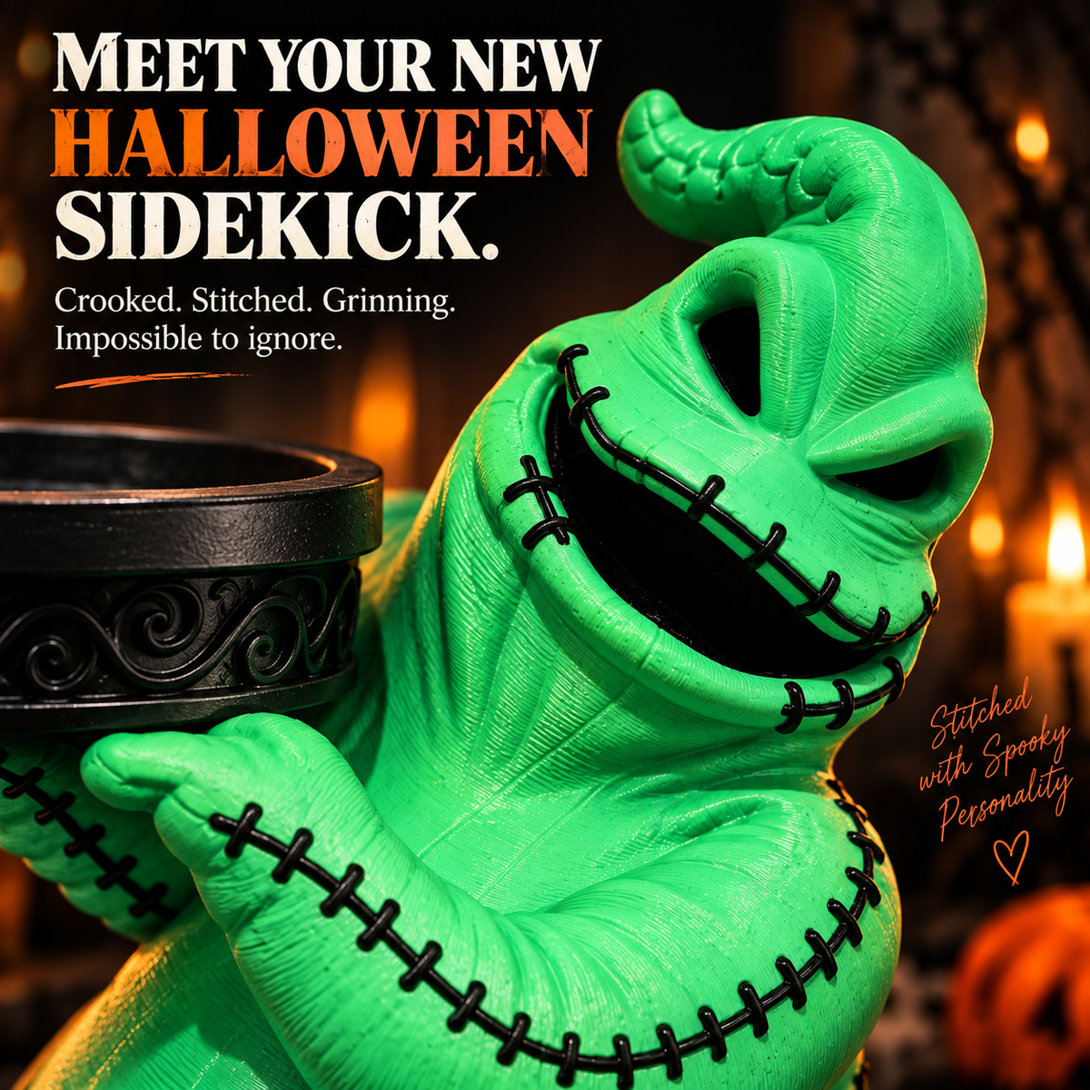 🎃 HOT SALE | Spooky Monster Candle Holder – Halloween Jar Candle Stand with Gothic Sculpted Base for Tabletop Decor