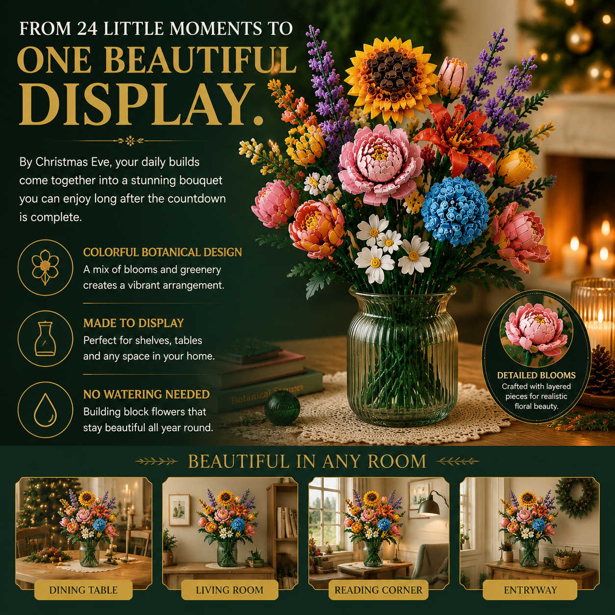 🎄 LIMITED CHRISTMAS DEAL | 24-Day Flower Advent Calendar – One Daily Build, One Finished Bouquet