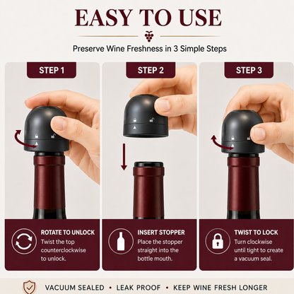 🎁 EVERYDAY WINE ESSENTIAL | Compact Reusable Bottle Stopper for Dinner, Date Night & Entertaining