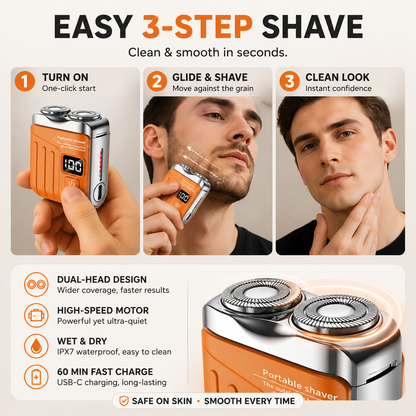🧲Mini Pocket Electric Shaver – Fast USB Rechargeable Portable Razor for Men