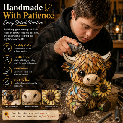 Highland Cow Night Light | Handmade Farmhouse LED Gift Lamp
