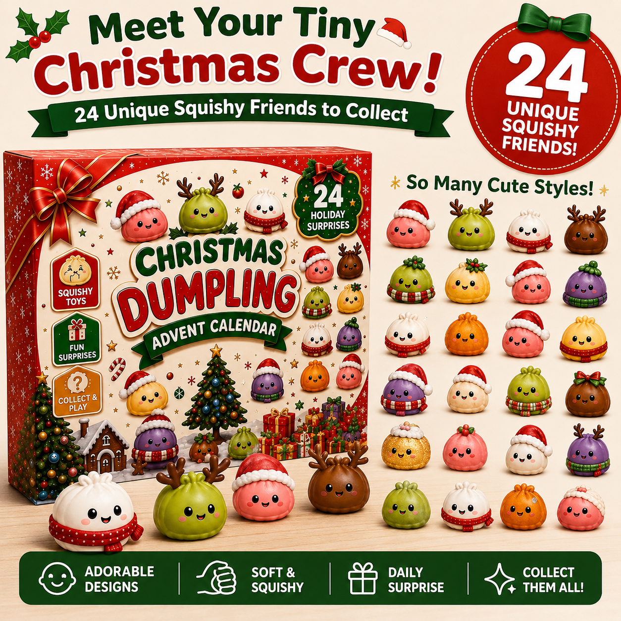 🎅 CHRISTMAS SPECIAL | 24 Days of Mini Squishies – Cute 2026 Advent Calendar with Daily Dumpling Surprises