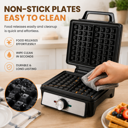 🧇 Belgian Waffle Maker | Thick Crispy Homemade Waffles With Non-Stick Plates