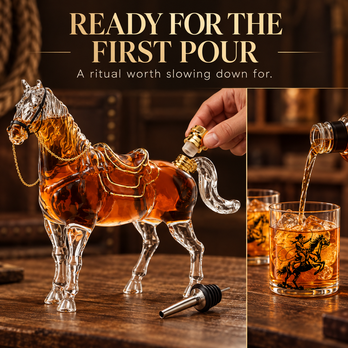 🐎 Western Horse Whiskey Decanter Set