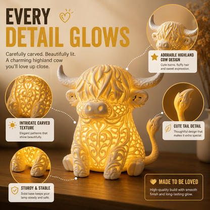 🐮Highland Cow Cozy Glow Lamp | Cute Warm Night Light for Home Decor