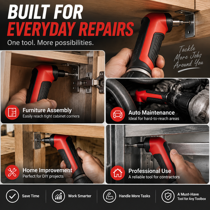 ⚙️ TIGHT SPACE DRILL ADAPTER | 90 Degree Right Angle Attachment for Drills & Screwdrivers with 1/4" Hex Shank