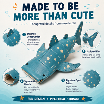 🌊 OCEAN LOVER FAVORITE | 3D Whale Shark Storage Pouch – Cute Desk Organizer, Pencil Case & Eyewear Holder