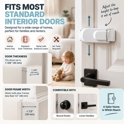👶 TODDLER DOOR SAFETY LOCK | High-Mount Child Lock for Interior Doors with Tool-Free Installation