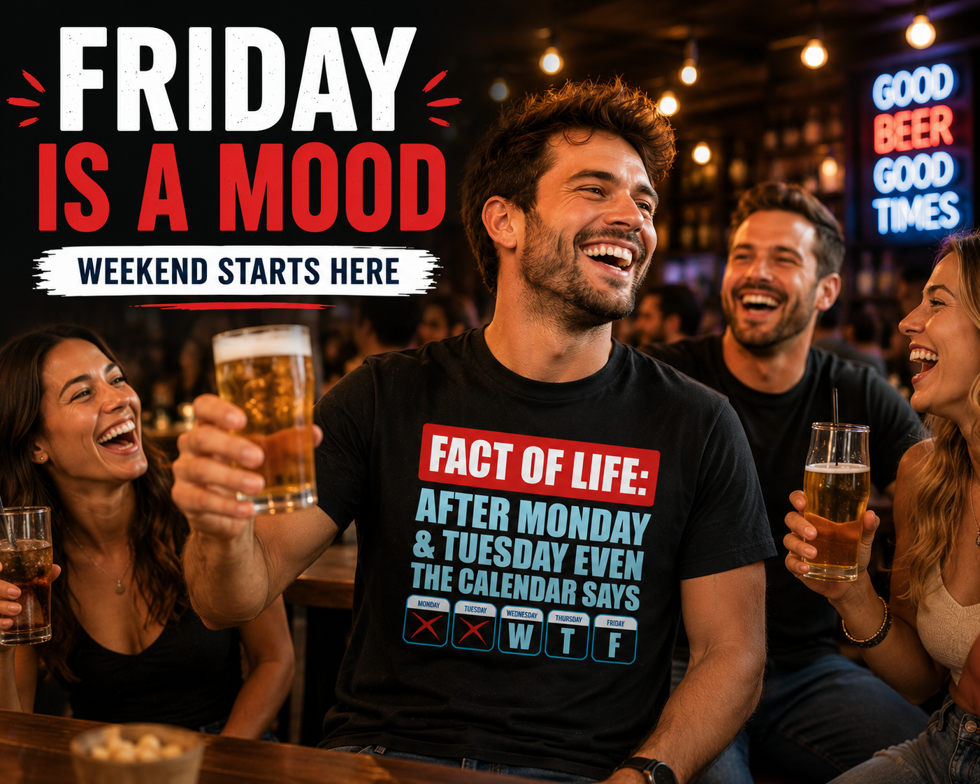 FACT OF LIFE WTF Calendar Tee | Funny 100% Cotton Office Shirt