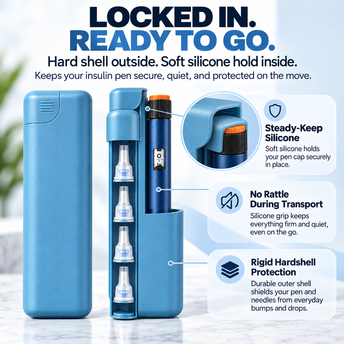 💉 HOT SALE | Hardshell Insulin Pen Case – Compact Pen & Needle Organizer for Daily Carry, Work & Travel