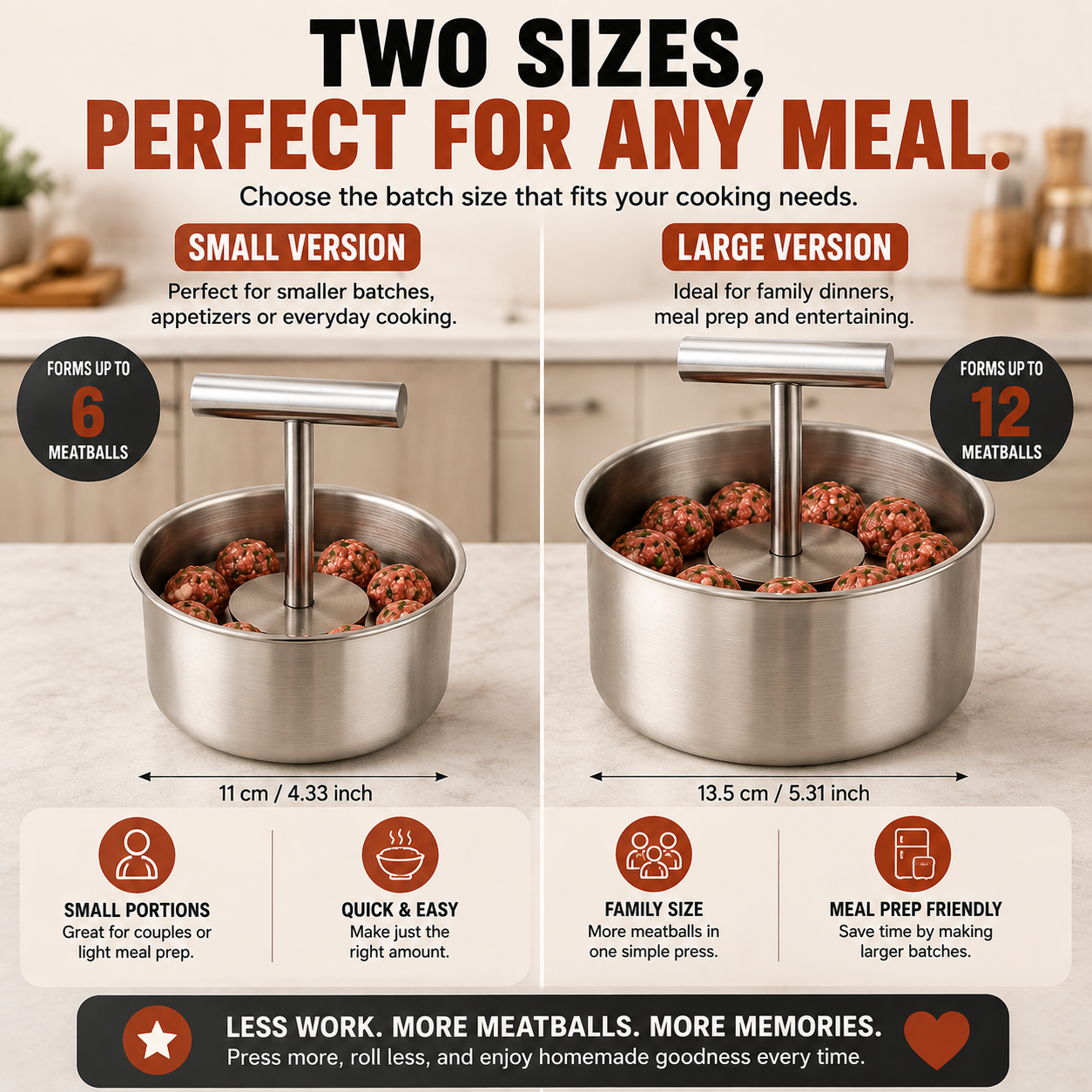 🍝 FAMILY KITCHEN DEAL | Stainless Steel Meatball Press – Make Uniform Meatballs for Pasta, Dinner & Meal Prep